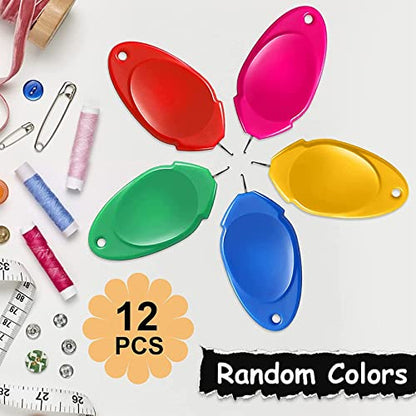 12PCS Needle Threader for Hand Sewing Plastic Wire Hook Simple Threader for Needles Small Eye Easy Needle Threaders Tool for Sewing Machine Crafting Color Random (12 Count)