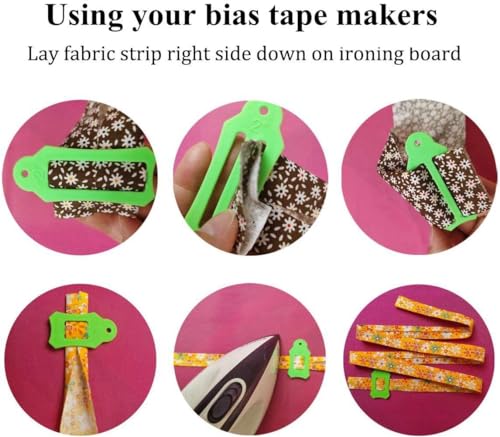 Fabric Bias Tape Maker Tools Set of 15 Size Fabric Sewing Quilting Bias Binding Maker Come with 40 pcs of Multi (40 Count)