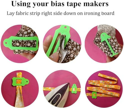 Fabric Bias Tape Maker Tools Set of 15 Size Fabric Sewing Quilting Bias Binding Maker Come with 40 pcs of Multi (40 Count)