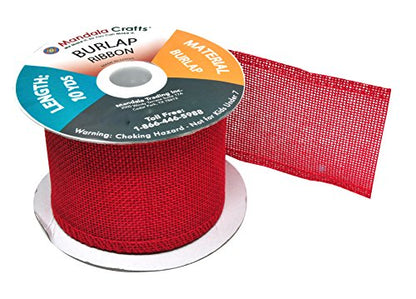 2 1 2 Inch Wide Red Burlap Ribbon for Crafts (2 Count)