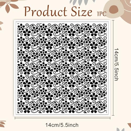 Vine Small Flowers Pattern Polymer Clay Texture Sheet Plant Leaves Silicone Texture Mat for Polymer Clay Making Earrings Jewelry DIY Crafts 5.5 × 5.5 Inch