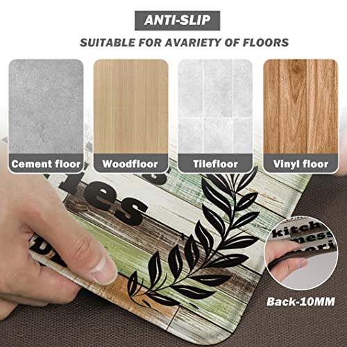 Kitchen Mats for Floor Anti Fatigue Mats for Kitchen Floor Kitchen Rugs Farmhouse Style Memory Foam Kitchen Mat Cushioned PVC Leather Kitchen Rug Set
