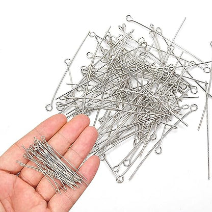 100pcs Silver Filled Eye Pins Non Tarnish Craft Earring Bracelet Jewelry Making Accessories Supplies (100 Count)