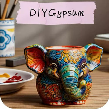 Animal Resin Molds Silicone 3D Cute Elephant Epoxy Resin Jar Plaster Candle Holder Wax Molds for Candle Making