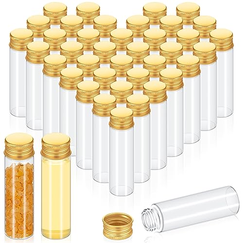 100 Pcs Small Clear Vials Spice Mini Jars with Lids Mini Glass Bottles with Screw Aluminum Metal Caps Tiny Jars Sample Containers for Powder Cream Cosmetic Jewelry Wedding (100 Count)