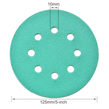 5-Inch 8-Hole Wet Dry Sanding Discs 100 Grit Sandpaper, 50-Pack (50 Count)