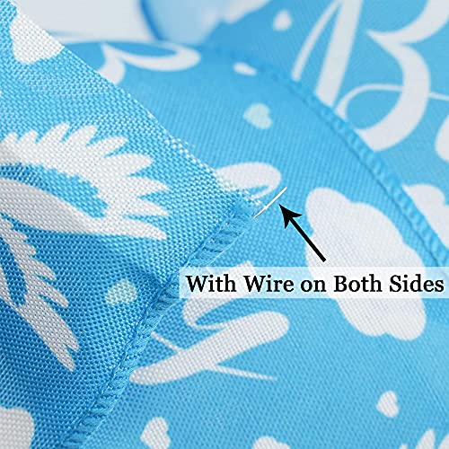Baby Boy 2.5 Inch Burlap Wired Ribbon for Baby Shower (30 Foot)