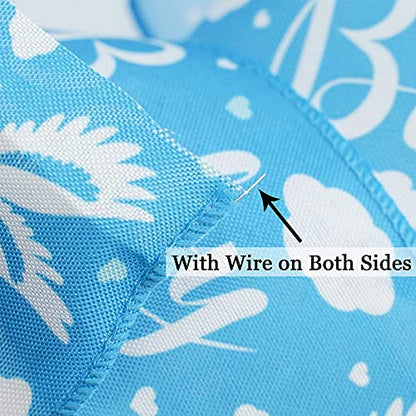 Baby Boy 2.5 Inch Burlap Wired Ribbon for Baby Shower (30 Foot)