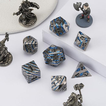 Metal Dice Set with Inlay Design