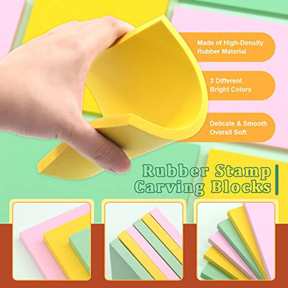 12Pcs Soft Rubber Carving Blocks Kit