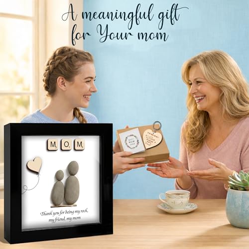 Mom Pebble Art Framed Rock Sign Thank You for Being My Rock