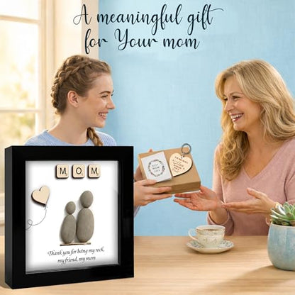 Mom Pebble Art Framed Rock Sign Thank You for Being My Rock