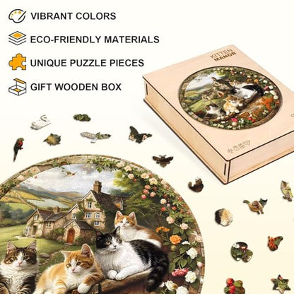 Cat Manor Puzzles Adults Gifts Wooden 270 Pieces 13.4 * 13.4in (270 Count)