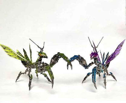 Metalkitor 3D Metal Puzzles for Adults, Giant Mantis Model Kit with Magic Wand - Steampunk DIY Ornament - Assembly Jigsaw Craft Brain Teaser - Perfect Room Decor and Gift Choice(1200+PCS, Purple)
