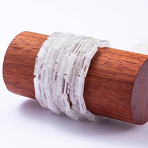 Natural White Crystal Rectangle Tube Beads 4x13mm 38cm (28 Count)