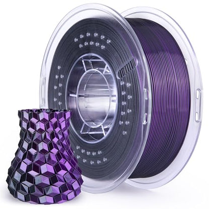 Silk PLA 3D Printer Filament 1.75mm Dual Color Black Purple 1KG (35.274 Ounce)