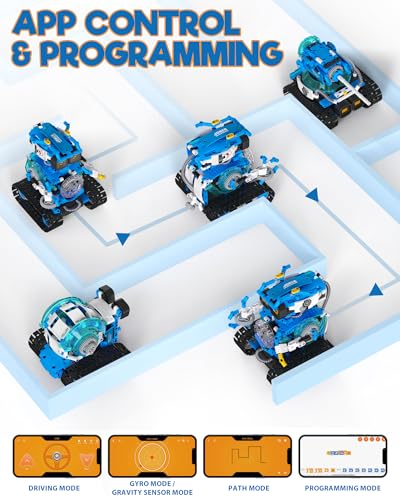 5-in-1 STEM RC Robot Building kit, 494Pcs App Coding, Boys Age 8-13 (5 Count)