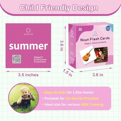 54 Advanced Word Noun Flash Cards for Kids 3 (54 Count)