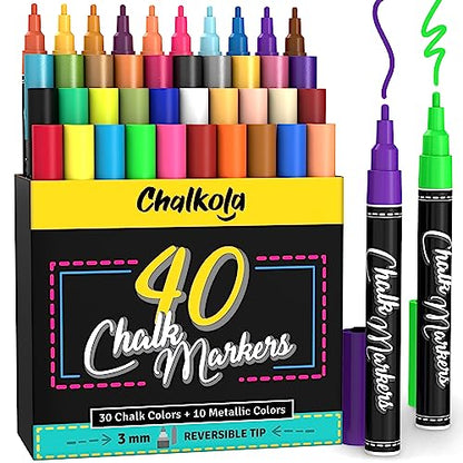 40 Fine Tip Chalk Markers for Chalkboard