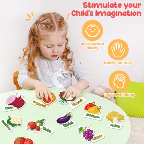 90 Pcs Vegetables & Fruits Felt Board Story Pieces Set for Toddlers (90 Count)