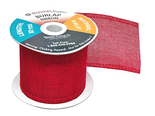 3 Inch Wide Red Burlap Ribbon for Crafts (60 Foot)
