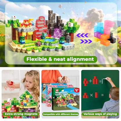 400 PCS Magnetic Blocks with Light Up Blocks (400 Count)