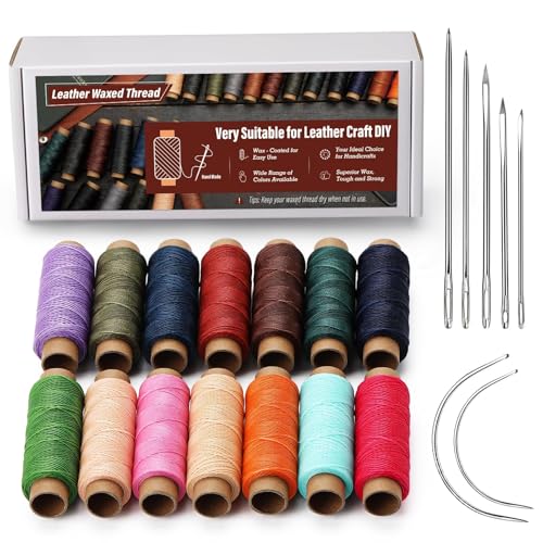 Waxed Thread 0.55mm 14pcs 76 Yard Leather Thread for Hand Sewing