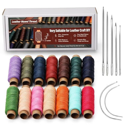 Waxed Thread 0.55mm 14pcs 76 Yard Leather Thread for Hand Sewing