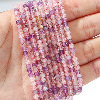 Natural Fluorite Beads 4x2mm 120pcs Faceted Rondelle Loose Semi Gemstone Beads for Jewelry Making Design (120 Count)