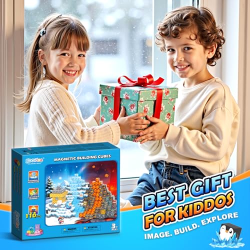 110PCS Large Magnetic Blocks Ice Fire World Magnet Building Toys for Kids (110 Count)