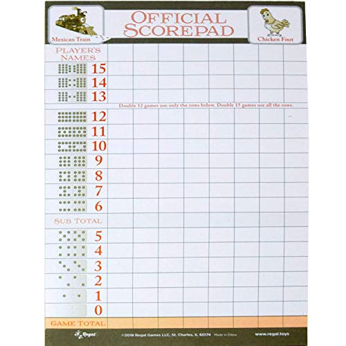 Mexican Train Score Pads & Chicken Foot Dominoes Game for Adults