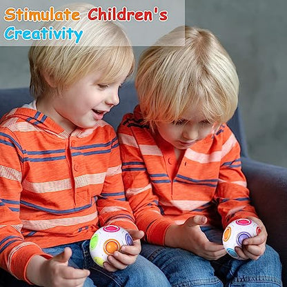 12 Pack Rainbow Puzzle Balls Magic Fidget Balls with 2 Pcs Pouches Fidget Toys for Boys and Girls Funny Stress Reliever Toys for Kids Teens and Adults Back to School Birthday Gifts (12 Count)