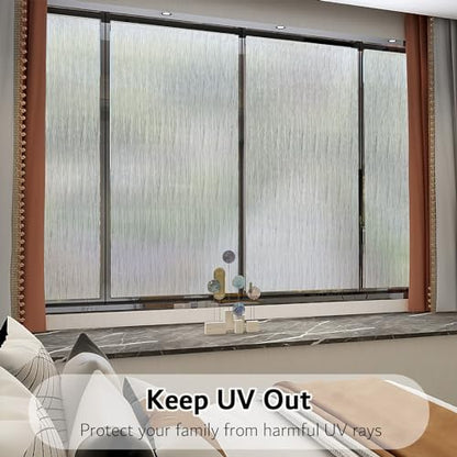 Frosted Window Privacy Film Non Adhesive Window Cling Removable Glass Covering Clear Water Opaque Window Film for Home Anti UV 35.4x157.4 inches