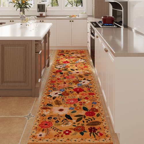 Runners for Hallways Kitchen Runner Rug Non Slip 2'x10' Long Washable Rugs with Rubber Backing Soft Floral Carpet Runner for Hallways