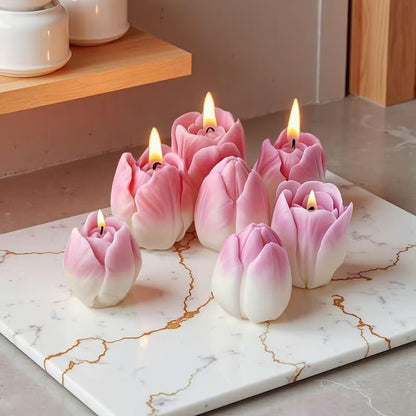3 PCS Tulip Flower Silicone Molds 3D Floral Candle Mold for Soap