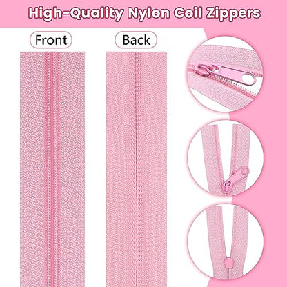 42 Yards 14 Pieces Coil Zippers Assorted Nylon Zipper with 56 Sliders
