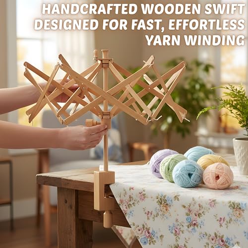 Wooden Umbrella Yarn Swift for Knitting & Crochet