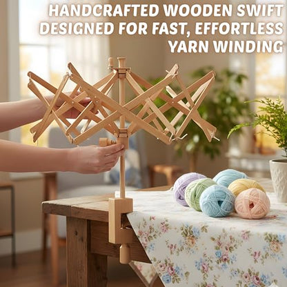 Wooden Umbrella Yarn Swift for Knitting & Crochet