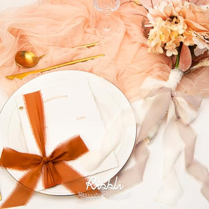 Fall Chiffon Ribbon 1.5 inch x 30 Yard Handmade Silk (90 Foot)