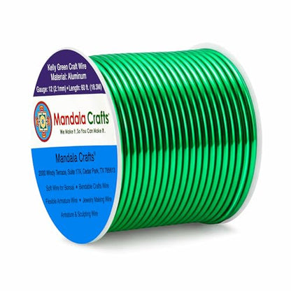 12 Gauge Kelly Green Anodized Aluminum Craft Wire (60 Foot)