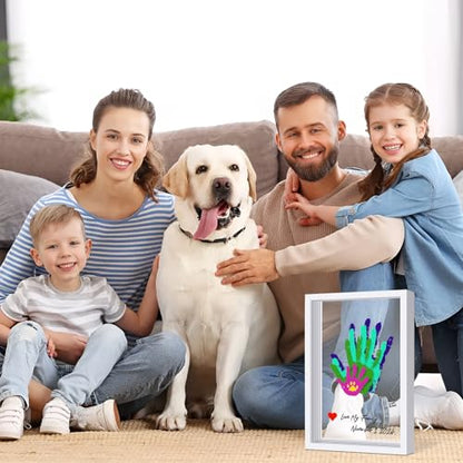 Family Handprint Kit DIY Craft Keepsake Wooden Frame Non Toxic Paints Transparent Sheets Perfect for Handprints Prints and Footprints Endless Present Set for New Parents and Family Memories