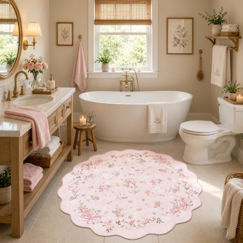 Bow Floral 4ft Round Rug
