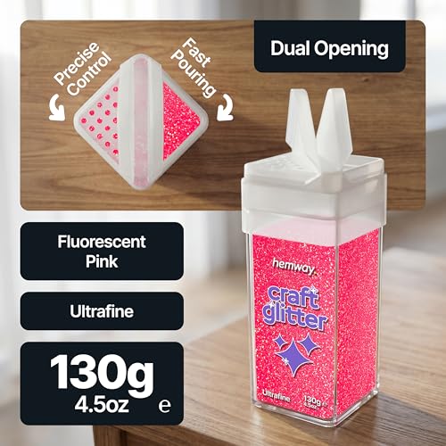 Craft Glitter Shaker Fluorescent Pink 130g Ultrafine (4.6 Ounce)