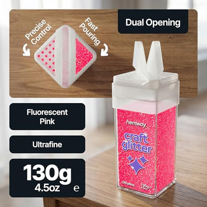 Craft Glitter Shaker Fluorescent Pink 130g Ultrafine (4.6 Ounce)