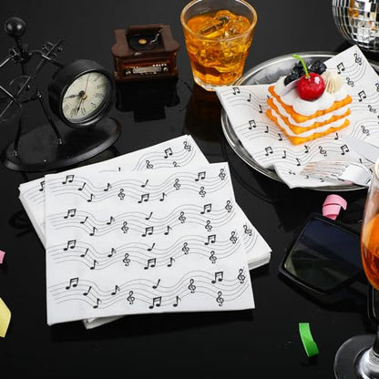 60 Pcs Music Note Cocktail Paper Napkins 6.5 x 6.5 Inches