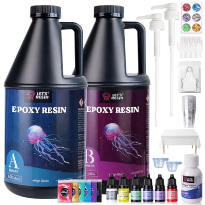 1 Gallon Epoxy Resin Kit with Color Pigment (128 Fl Oz)