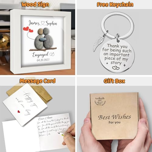 Personalized Engagement Pebble Art Frame for Couple