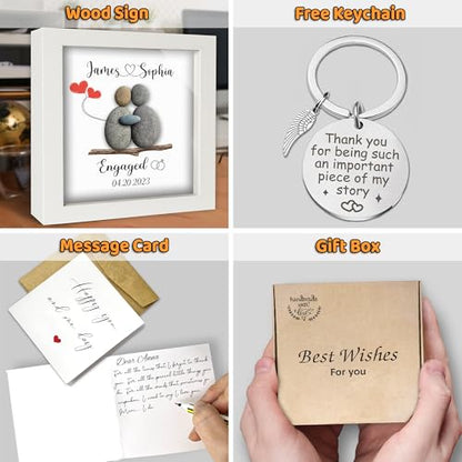Personalized Engagement Pebble Art Frame for Couple