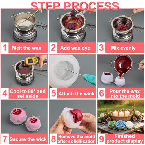4 PCS Rose Candle Mold Silicone