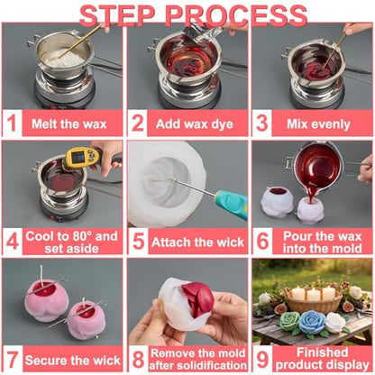 4 PCS Rose Candle Mold Silicone